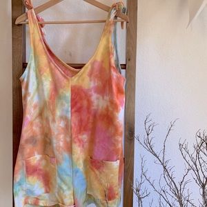 Maternity Knot Shoulder Tie Die Romper